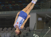 Bakıda batut gimnastikası üzrə Dünya Kubokunda iştirak edəcək idmançıların podium məşqləri. Azərbaycan, 4 mart, 2016